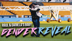 Raul Jimenez and his girlfriend Daniela Basso find out their baby's gender at Wolves' stadium.