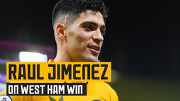 Jimenez reacts to his winning goal v West Ham
