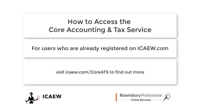 How to access the core accounting and tax service (ICAEW members and students)