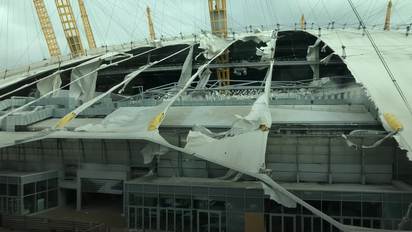 Storm Eunice: Roof of London's O2 ripped open by high winds, UK News