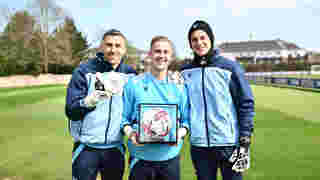 Joe Whitworth presented with Premier League debut ball