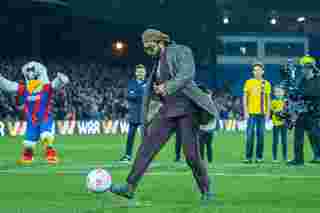 Ranveer Singh takes a Premier League penalty on the pitch at Selhurst Park