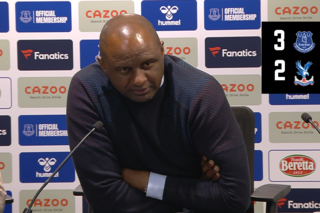 Patrick Vieira speaks to the press ahead after the defeat to Everton