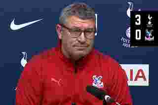 Assistant Manager Osian Roberts takes questions from the press after Spurs defeat