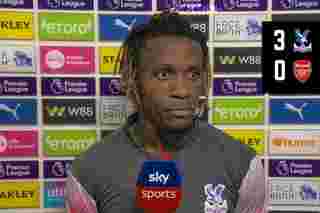 Wilfried Zaha reacts to the 3-0 thumping of Arsenal at Selhurst 