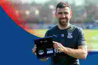 James McArthur accepts his award for 300 appearances in the Premier League 