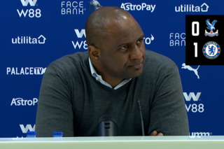 Patrick Vieira answers questions from the media after Chelsea loss