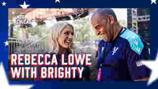 NBC's Rebecca Lowe speaks to Brighty in Chicago